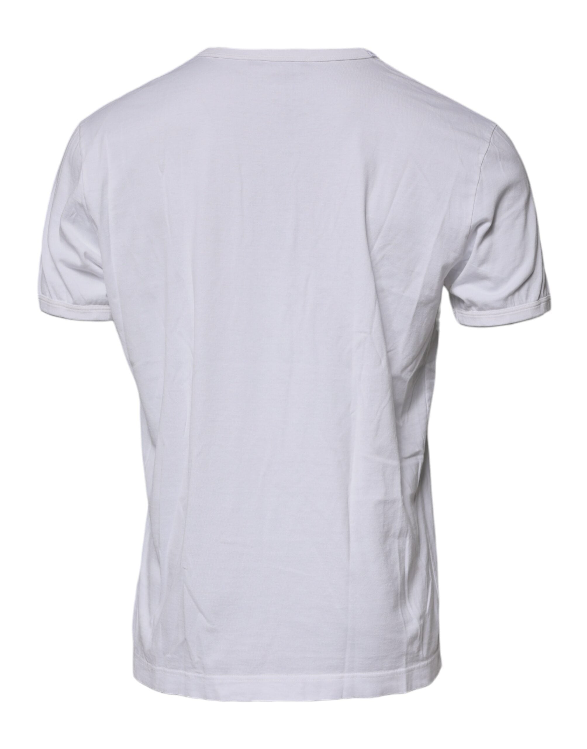 Dolce & Gabbana White Logo Emsed Cotton Crewneck T-shirt