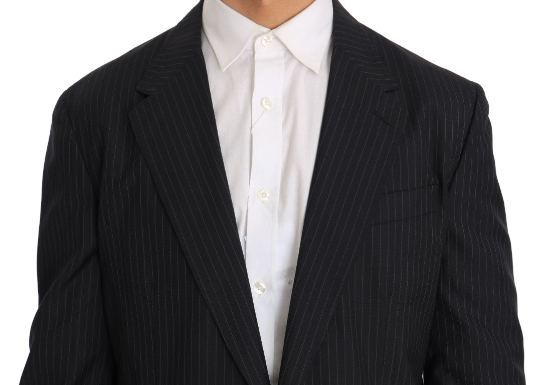 Dolce & Gabbana Gray Striped Wool Jacket Coat Slim Blazer - PreLoved & Luxe