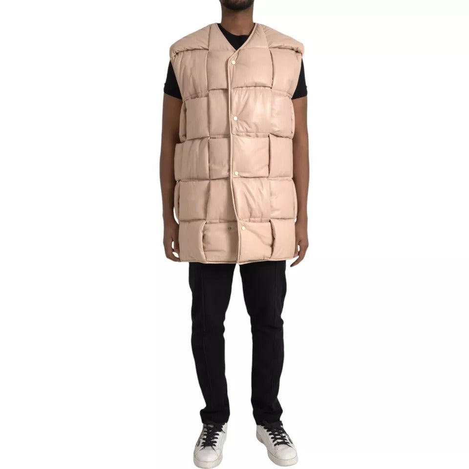 Bottega Veneta Beige Quilted Sleeveless Leather Jacket
