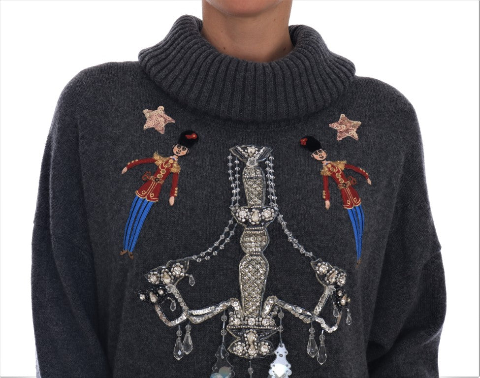 Dolce & Gabbana Fairy Tale Crystal Gray Cashmere Sweater - PreLoved & Luxe
