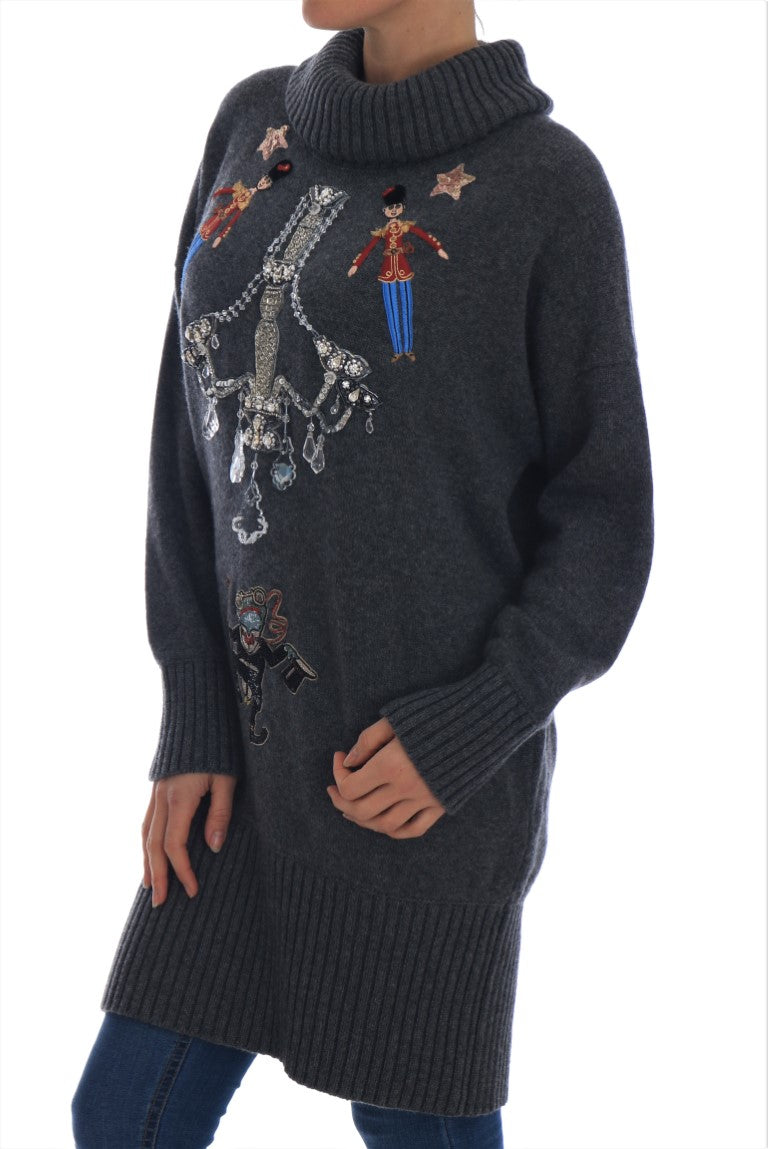 Dolce & Gabbana Fairy Tale Crystal Gray Cashmere Sweater - PreLoved & Luxe