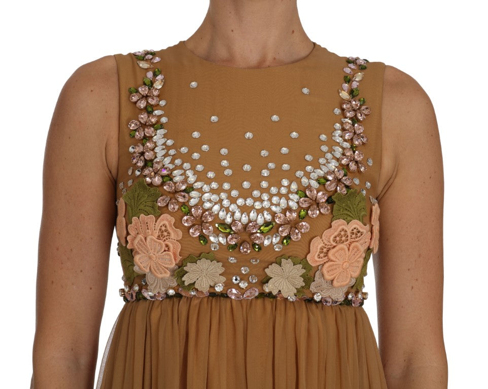 Dolce & Gabbana Crystal Silk Gold A-Line Gown Dress - PreLoved & Luxe