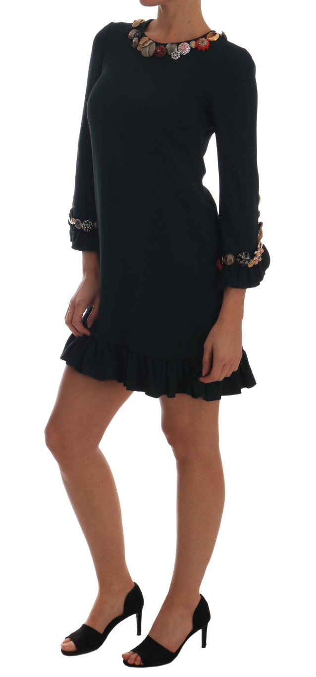 Dolce & Gabbana Crystal Green Stretch A-Line Short Dress - PreLoved & Luxe
