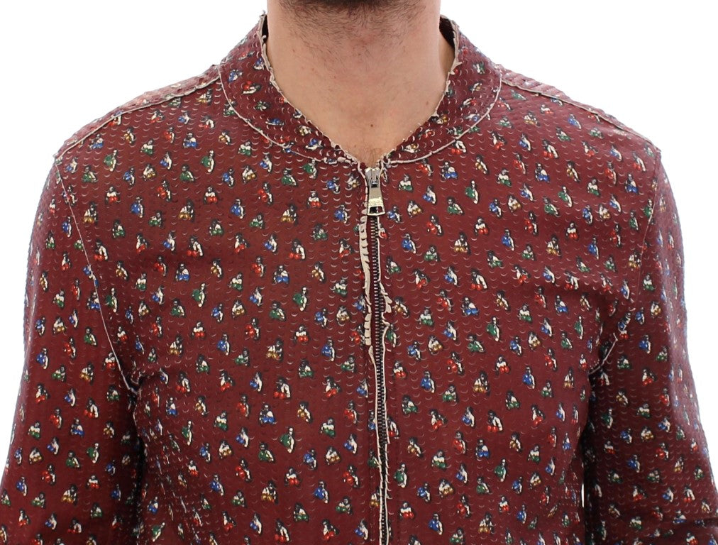 Dolce & Gabbana Bordeaux Leather Boxer Print Jacket Coat - PreLoved & Luxe