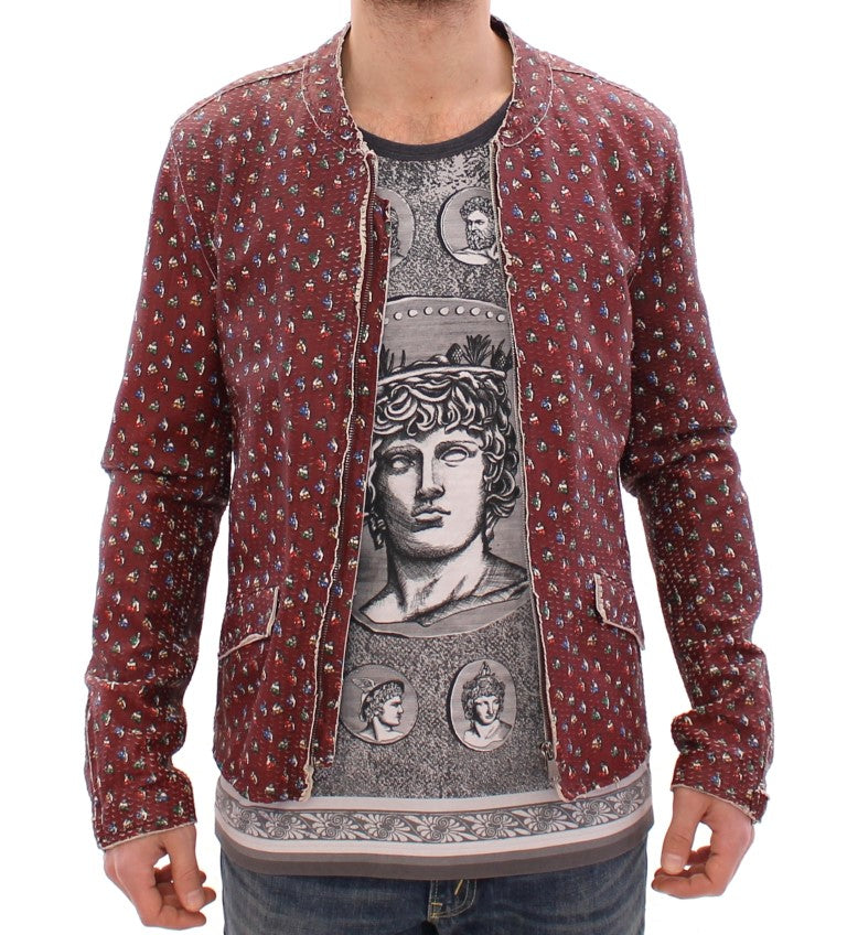 Dolce & Gabbana Bordeaux Leather Boxer Print Jacket Coat - PreLoved & Luxe