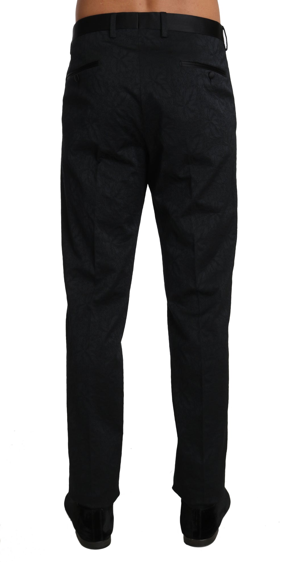 Dolce & Gabbana Black Cotton Brocade Formal Trousers Pants - PreLoved & Luxe