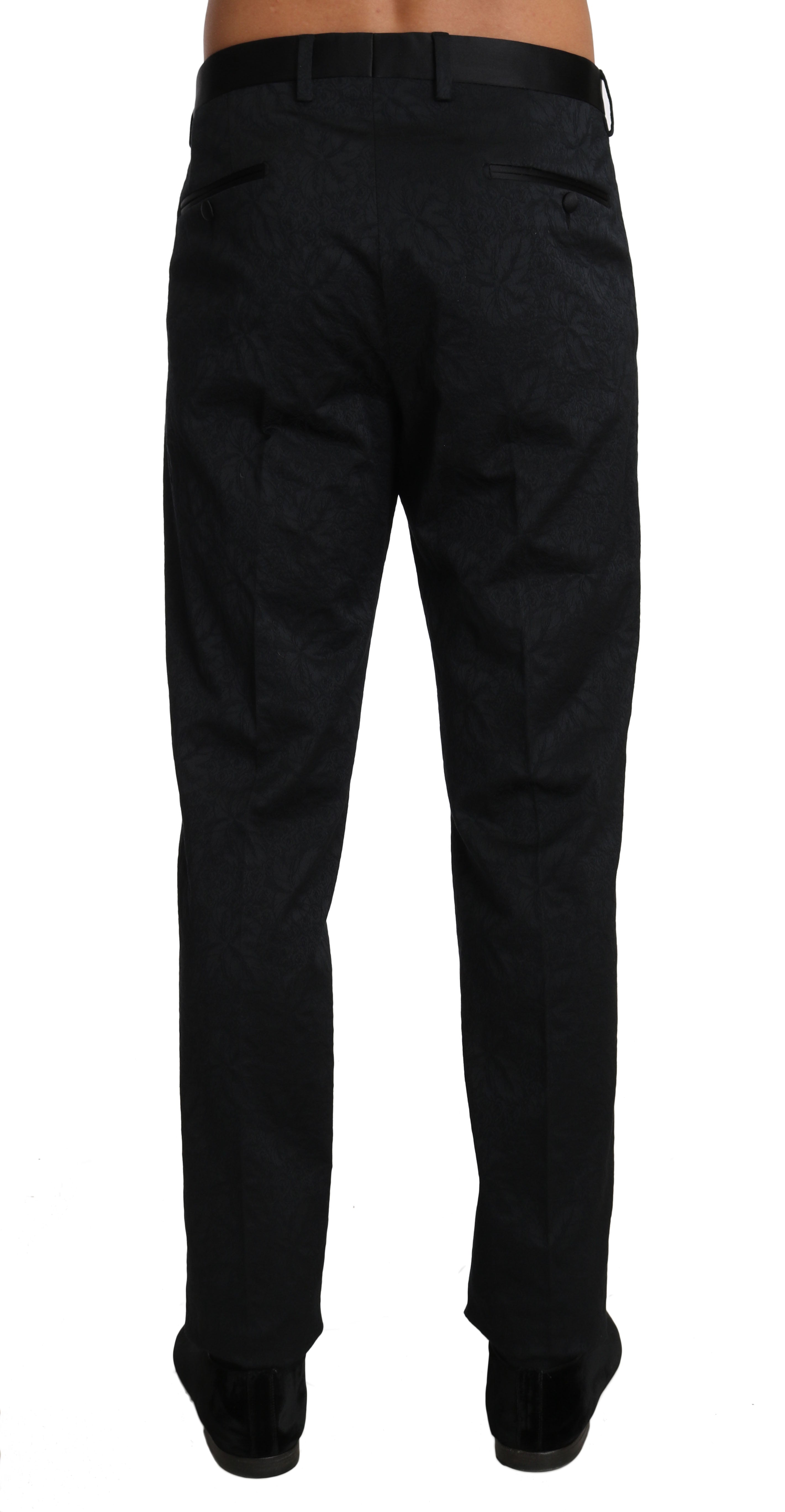Dolce & Gabbana Black Cotton Brocade Formal Trousers Pants - PreLoved & Luxe