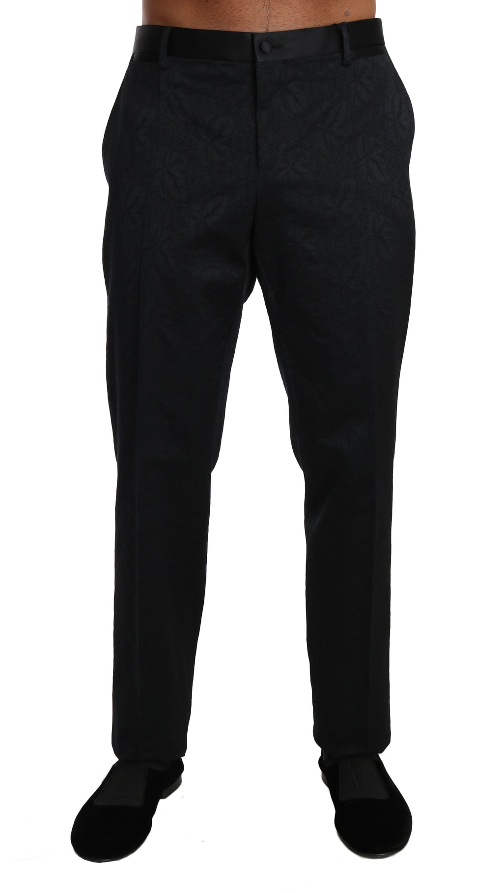 Dolce & Gabbana Black Cotton Brocade Formal Trousers Pants - PreLoved & Luxe