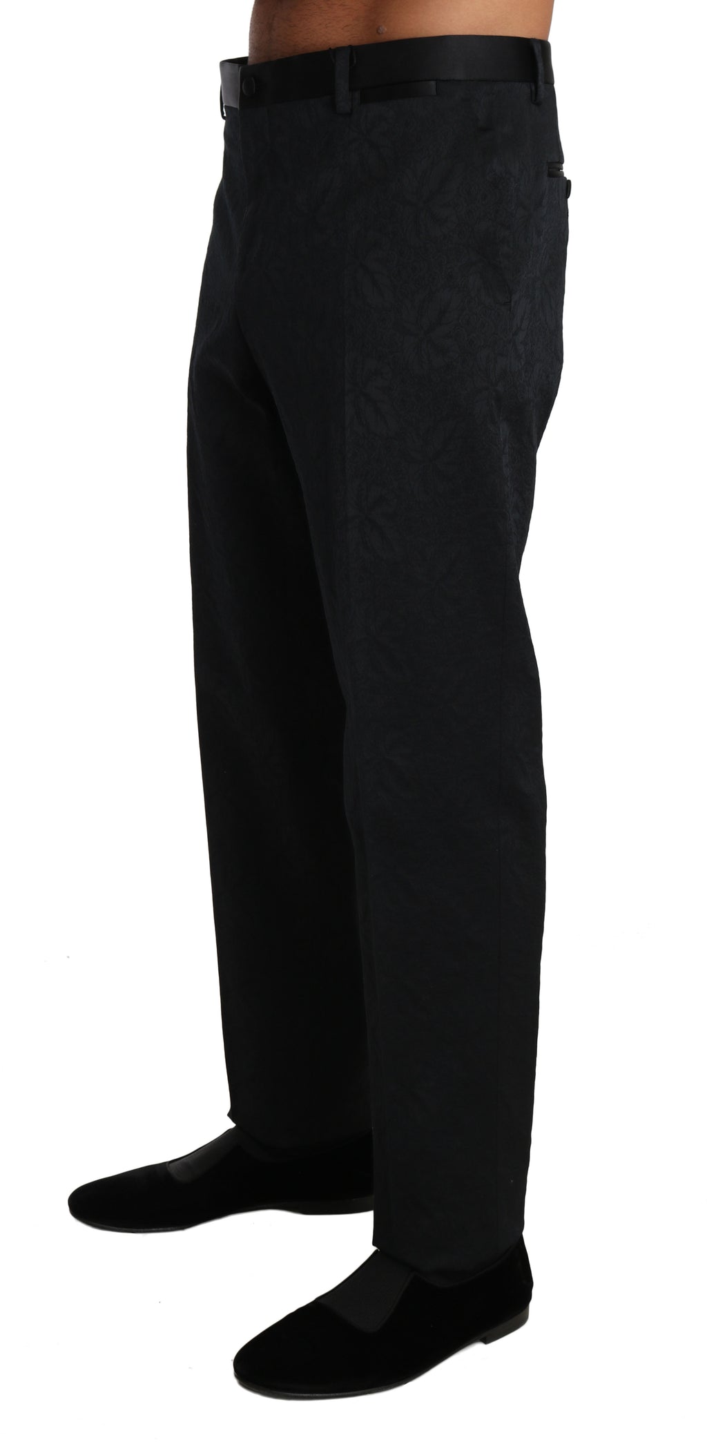 Dolce & Gabbana Black Cotton Brocade Formal Trousers Pants - PreLoved & Luxe