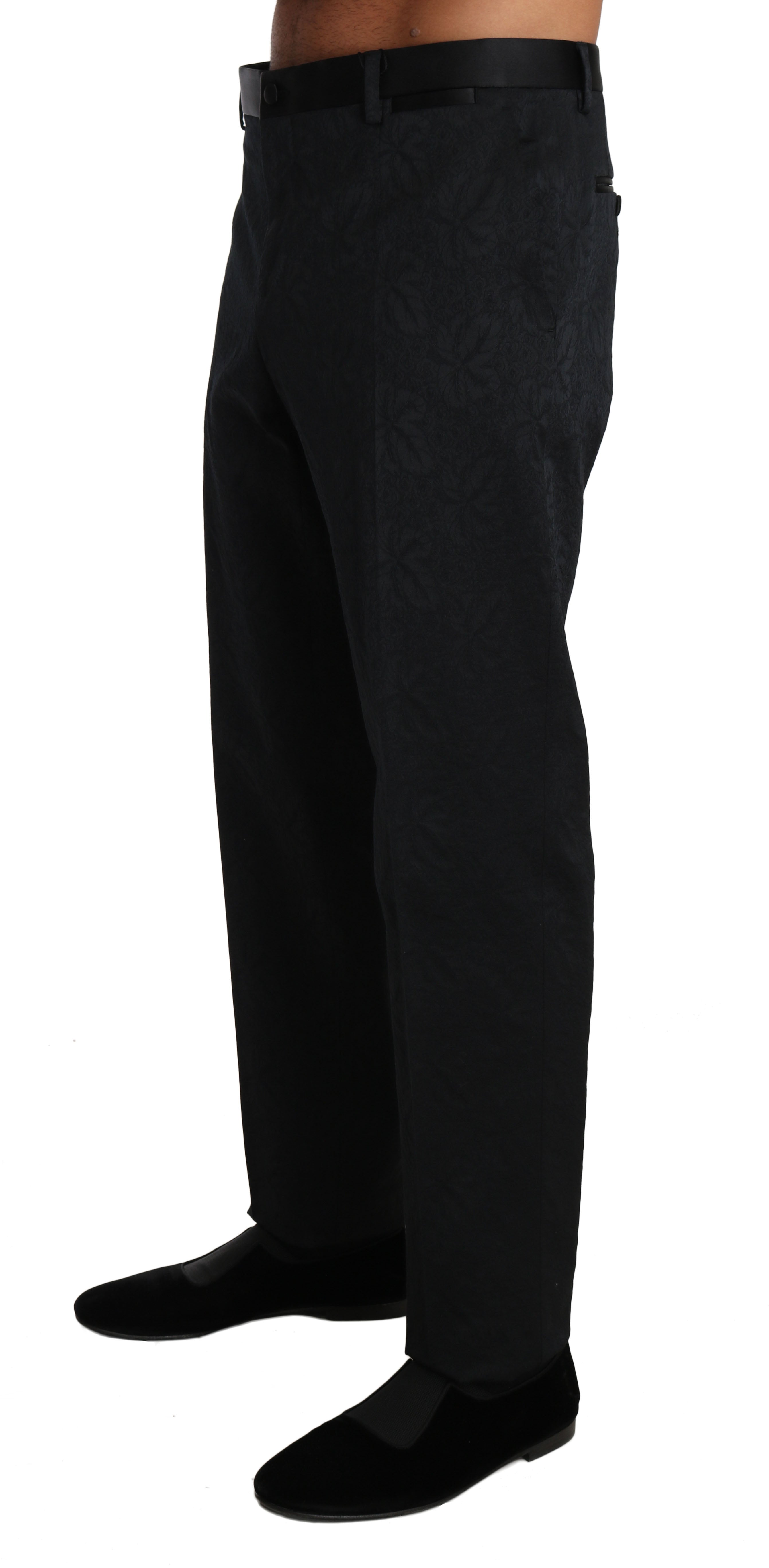 Dolce & Gabbana Black Cotton Brocade Formal Trousers Pants - PreLoved & Luxe