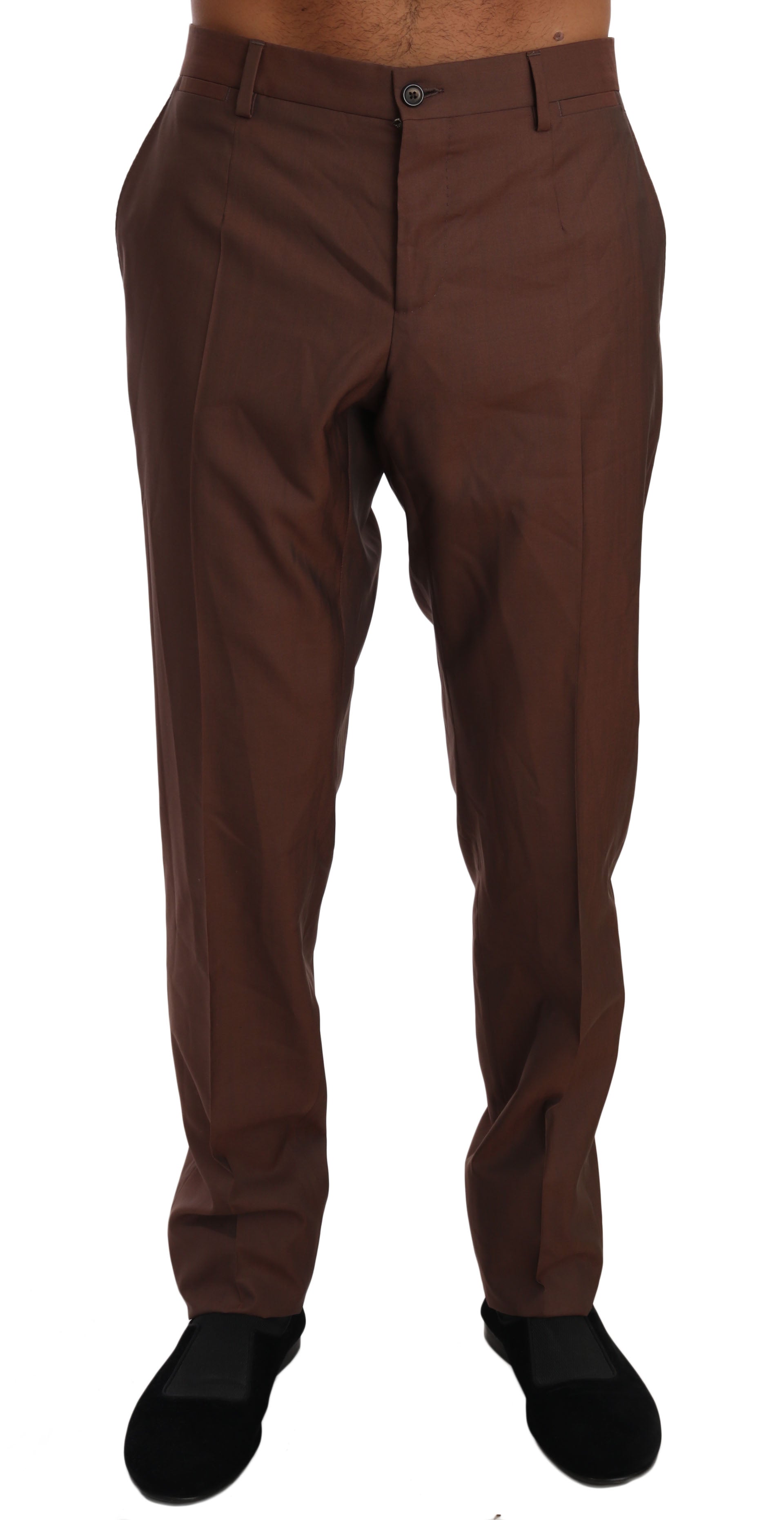 Dolce & Gabbana Brown Wool Silk Formal Trousers Pants - PreLoved & Luxe