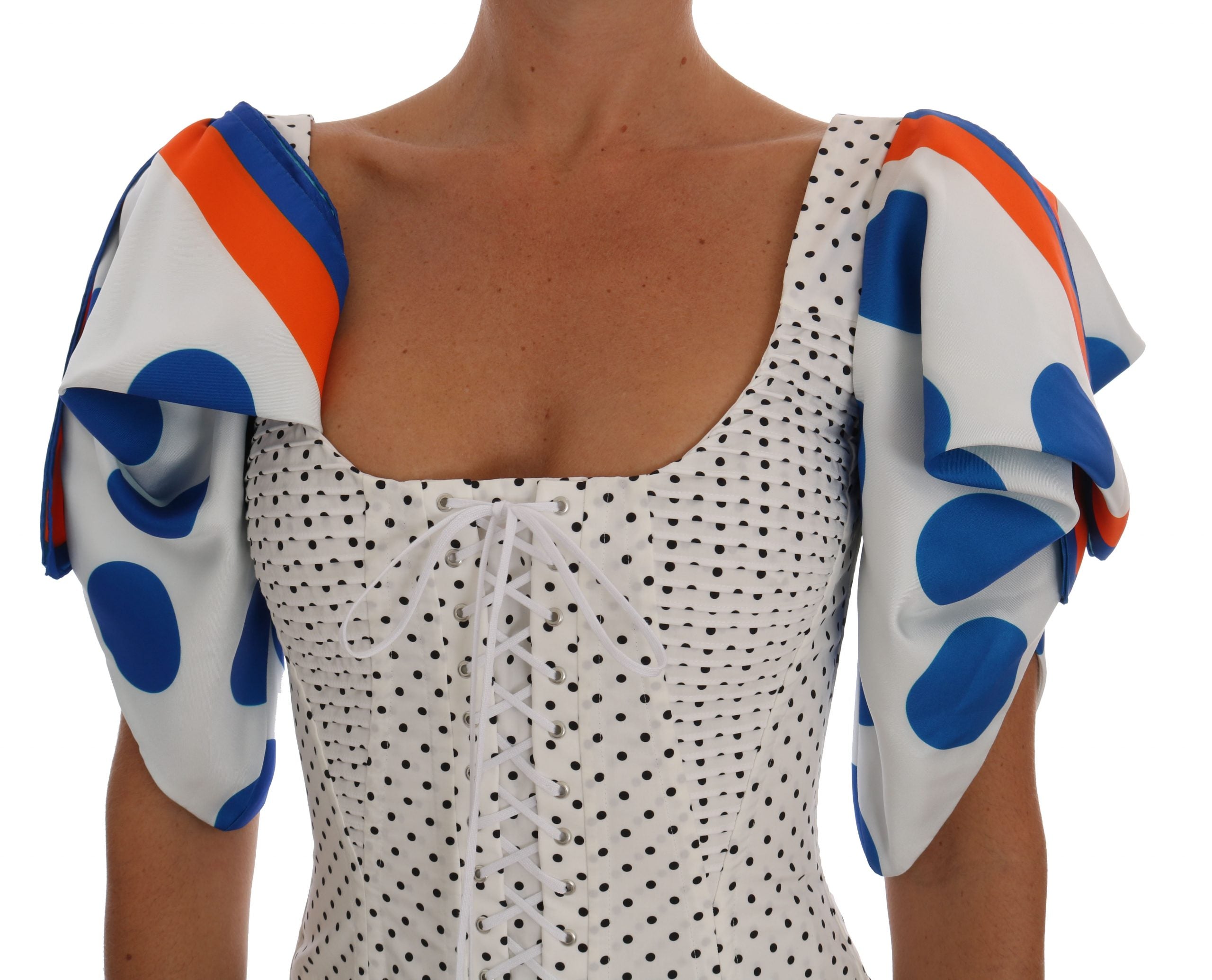 Dolce & Gabbana White Polka Silk Corset Bustier Top - PreLoved & Luxe