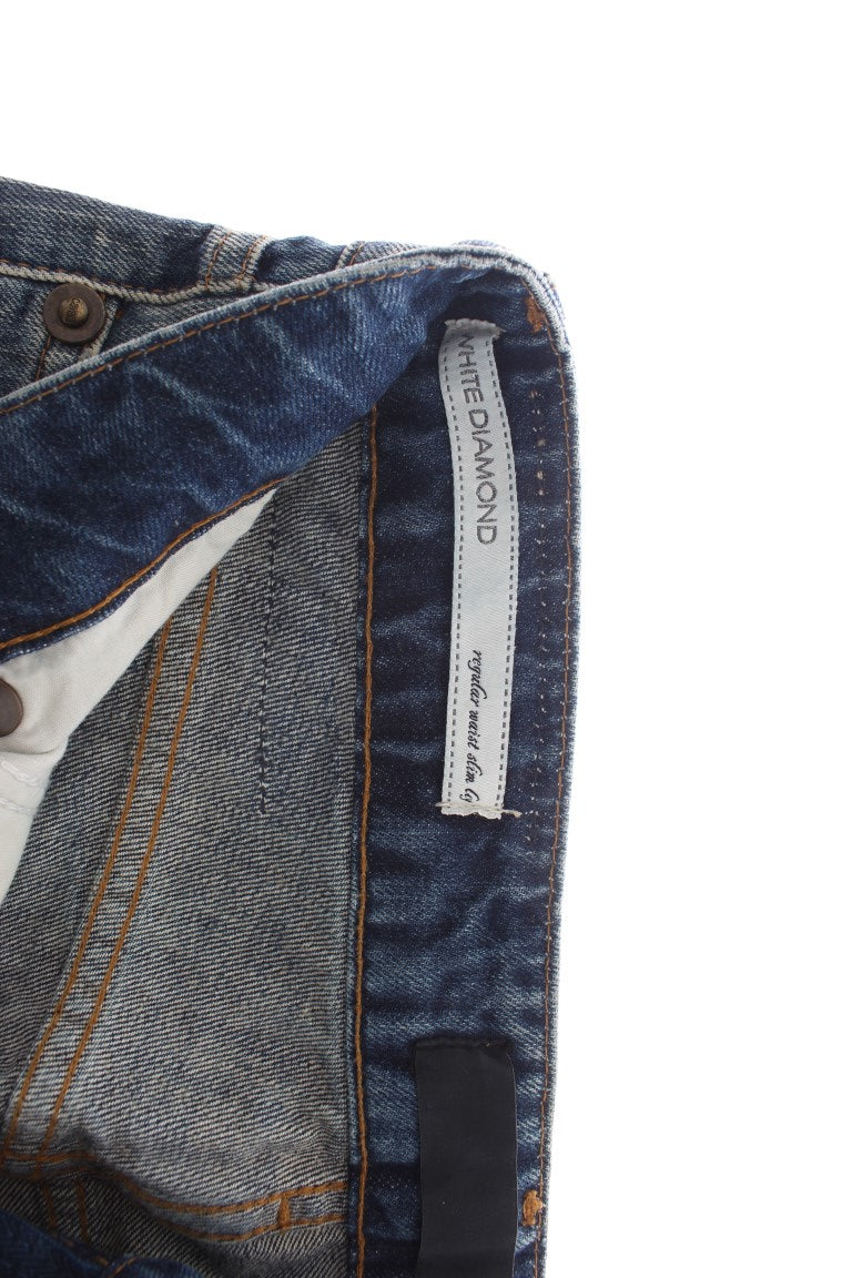 Cavalli Blue Wash Torn Cotton Straight Fit Jeans - PreLoved & Luxe