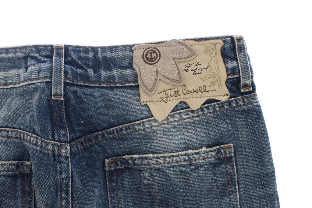 Cavalli Blue Wash Torn Cotton Straight Fit Jeans - PreLoved & Luxe