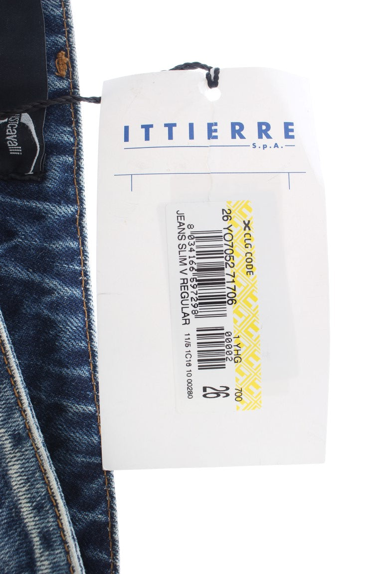 Cavalli Blue Wash Torn Cotton Straight Fit Jeans - PreLoved & Luxe