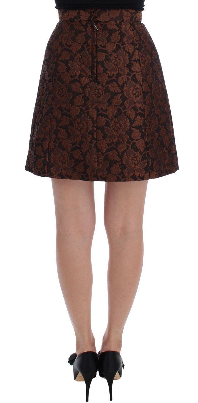 Dolce & Gabbana Brown Floral Brocade Mini Bubble Skirt - PreLoved & Luxe