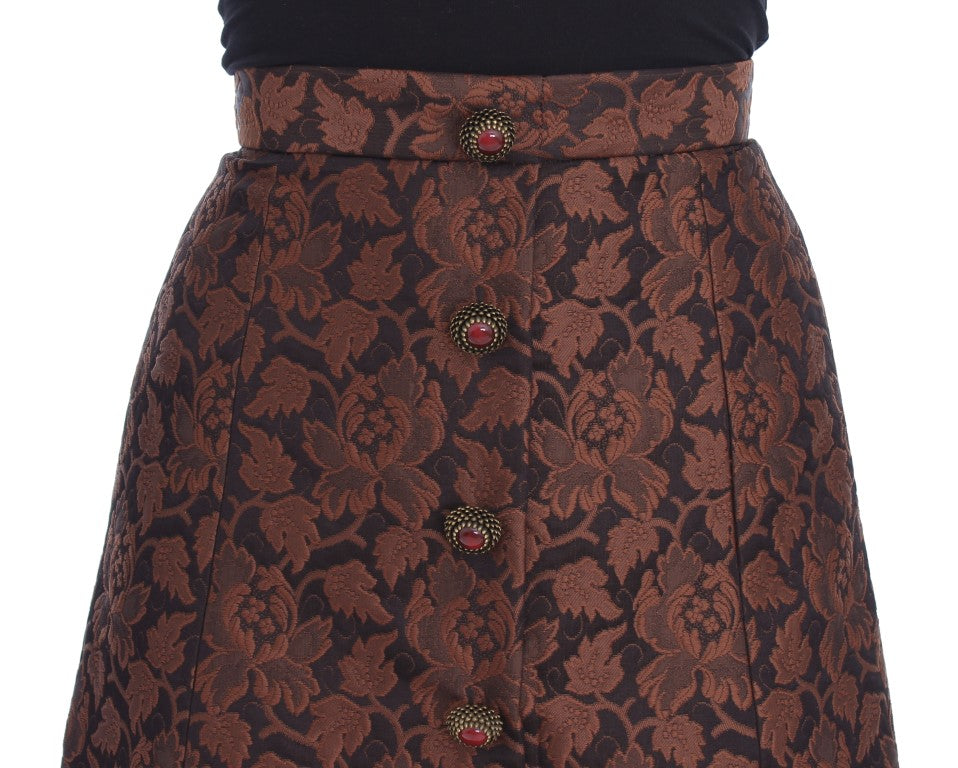Dolce & Gabbana Brown Floral Brocade Mini Bubble Skirt - PreLoved & Luxe
