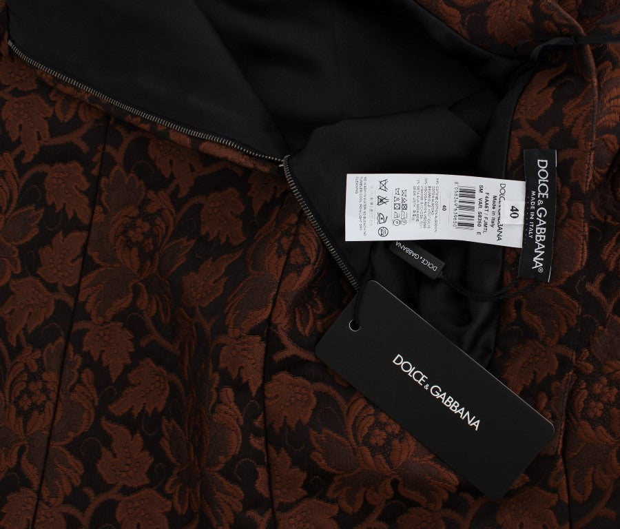 Dolce & Gabbana Brown Floral Brocade Mini Bubble Skirt - PreLoved & Luxe
