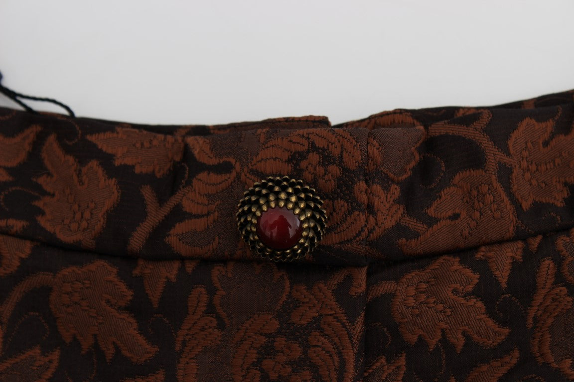 Dolce & Gabbana Brown Floral Brocade Mini Bubble Skirt - PreLoved & Luxe