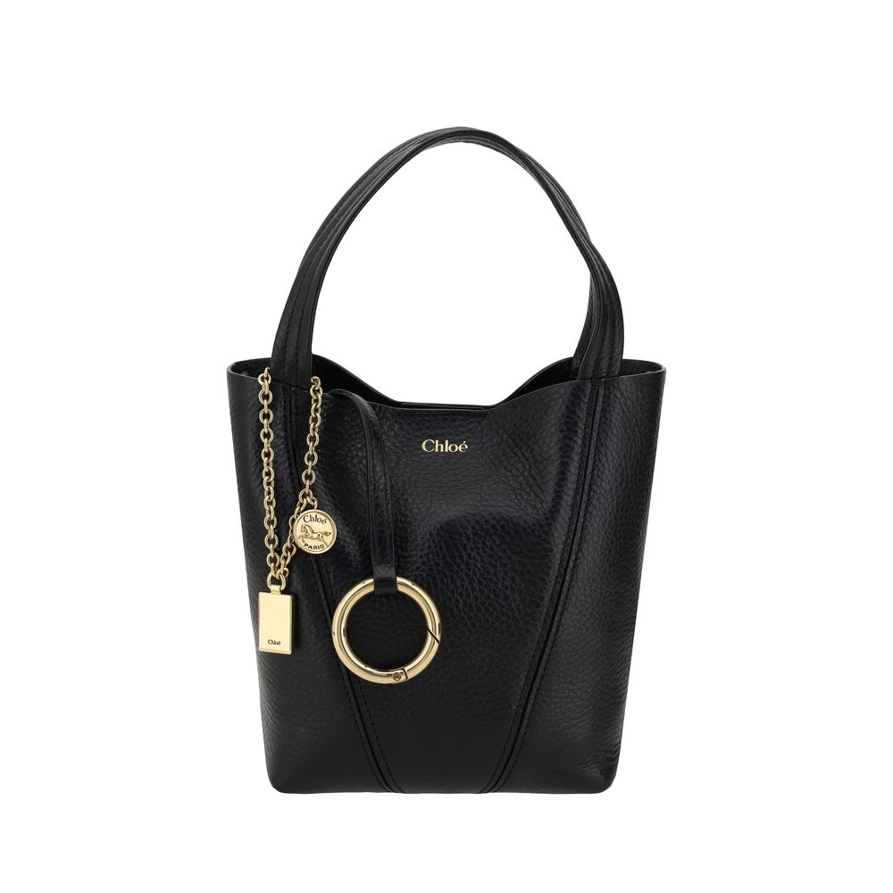 Chloé Black Leather Spin Shoulder Bag