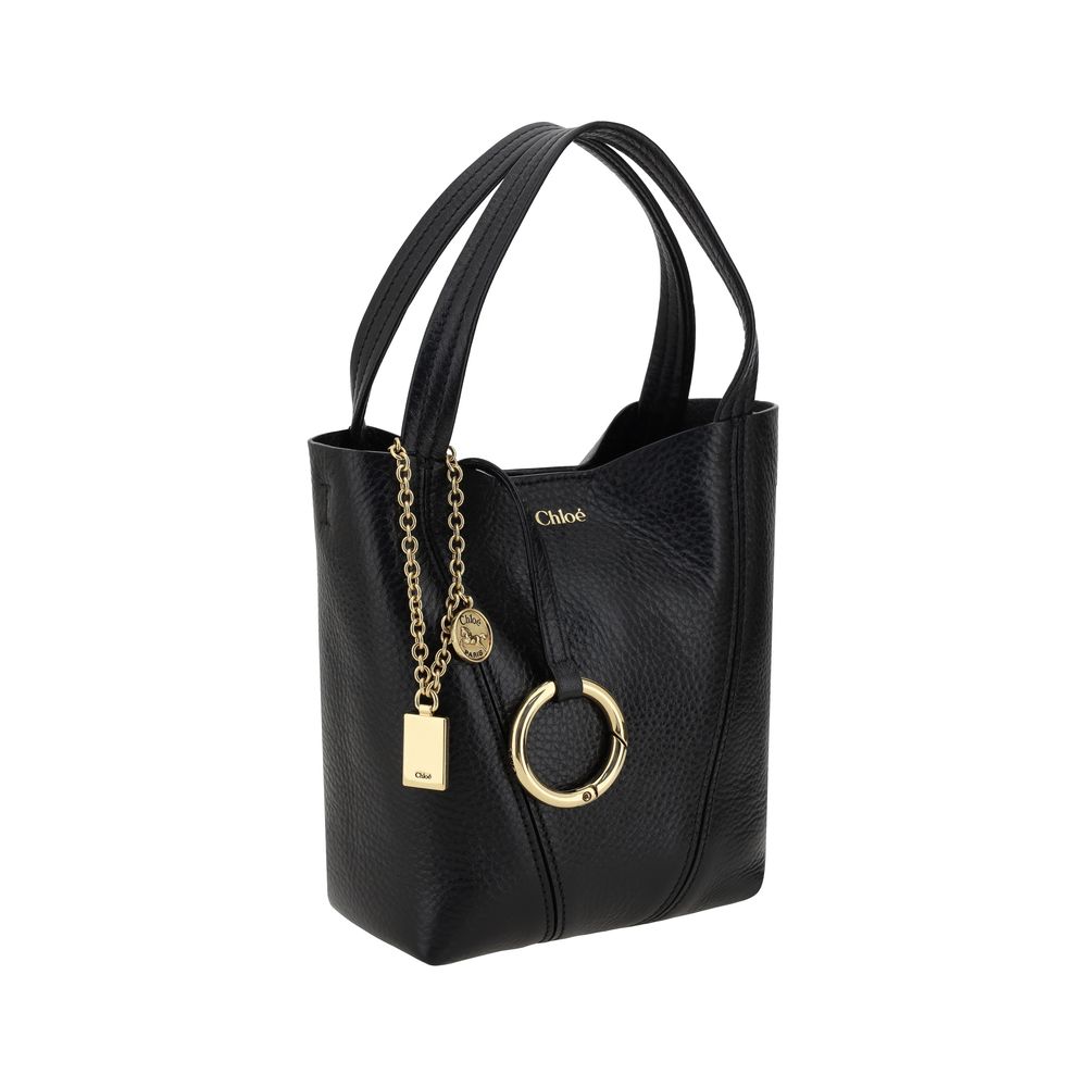 Chloé Black Leather Spin Shoulder Bag