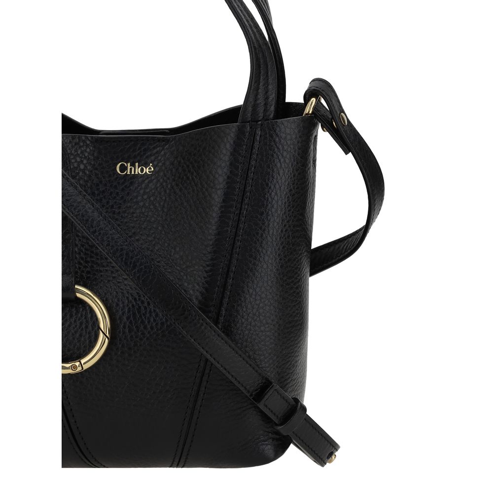 Chloé Black Leather Spin Shoulder Bag