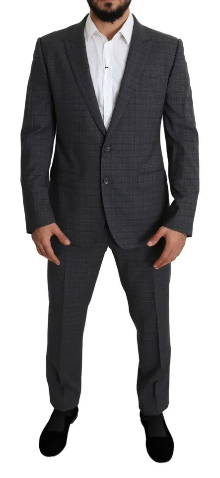 New Dolce & Gabbana Gray Wool Men Formal 2 Piece MARTINI Suit