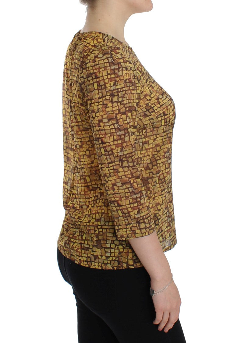 Dolce & Gabbana Multicolor Mosaic Print Silk Blouse T-shirt - PreLoved & Luxe