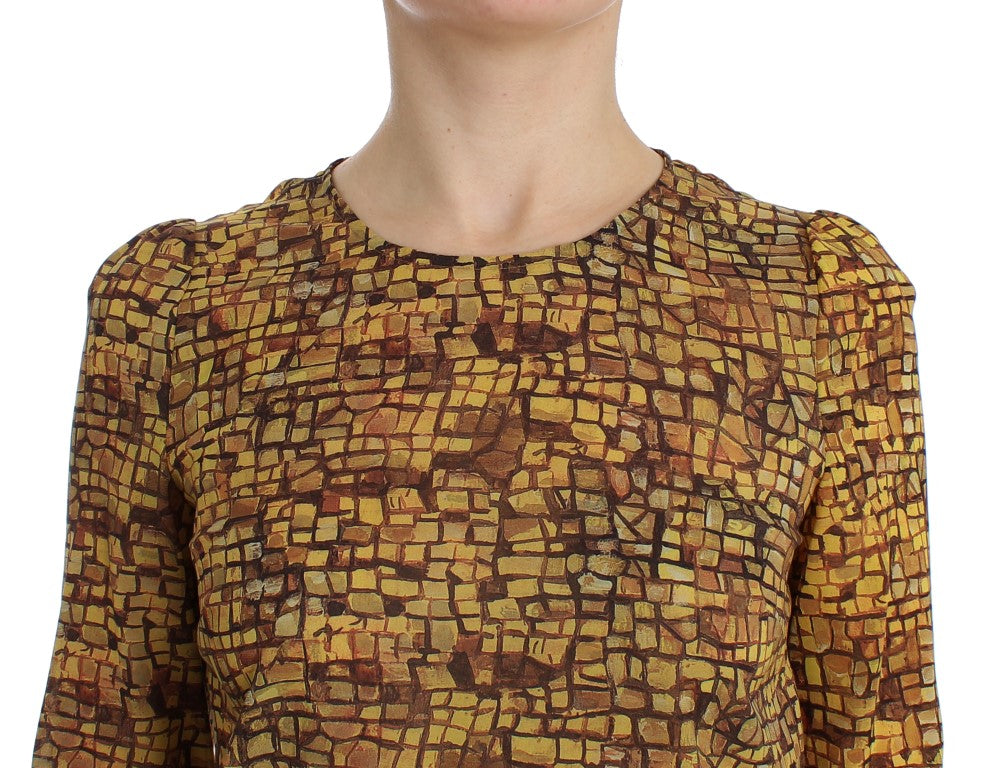 Dolce & Gabbana Multicolor Mosaic Print Silk Blouse T-shirt - PreLoved & Luxe