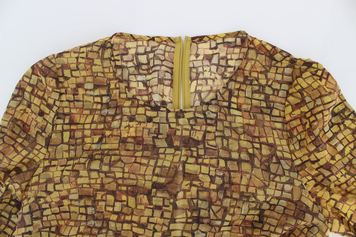Dolce & Gabbana Multicolor Mosaic Print Silk Blouse T-shirt - PreLoved & Luxe