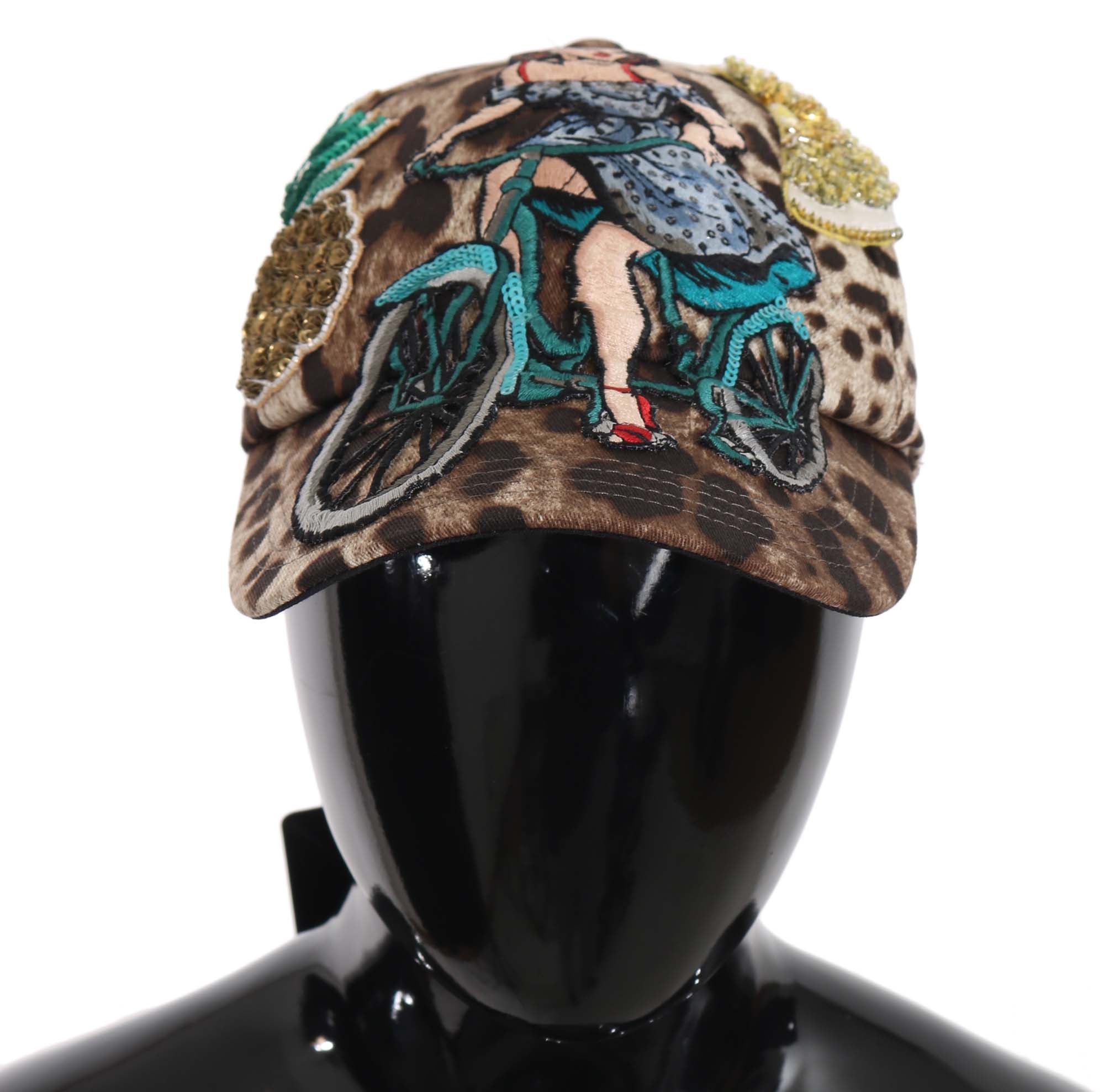 Dolce & Gabbana Brown Leopard Sequin Sicily Applique Baseball Hat - PreLoved & Luxe