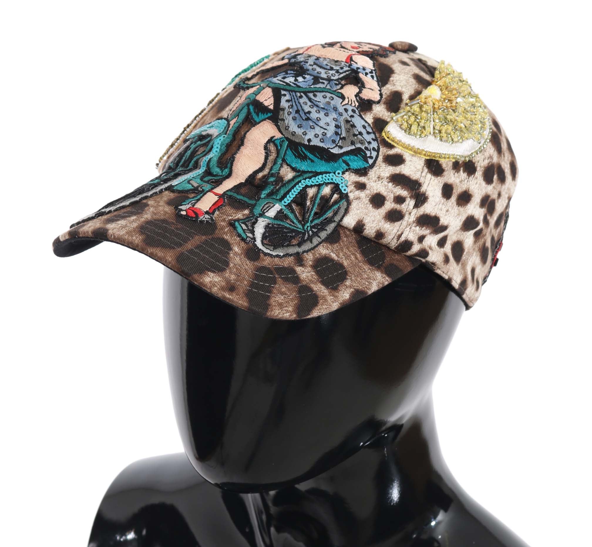 Dolce & Gabbana Brown Leopard Sequin Sicily Applique Baseball Hat - PreLoved & Luxe