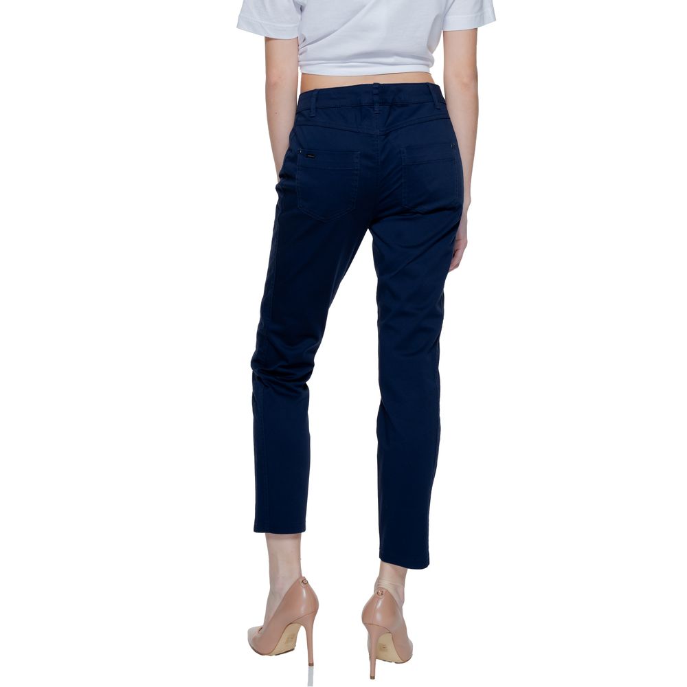 Street One Blue Cotton Casual Pants