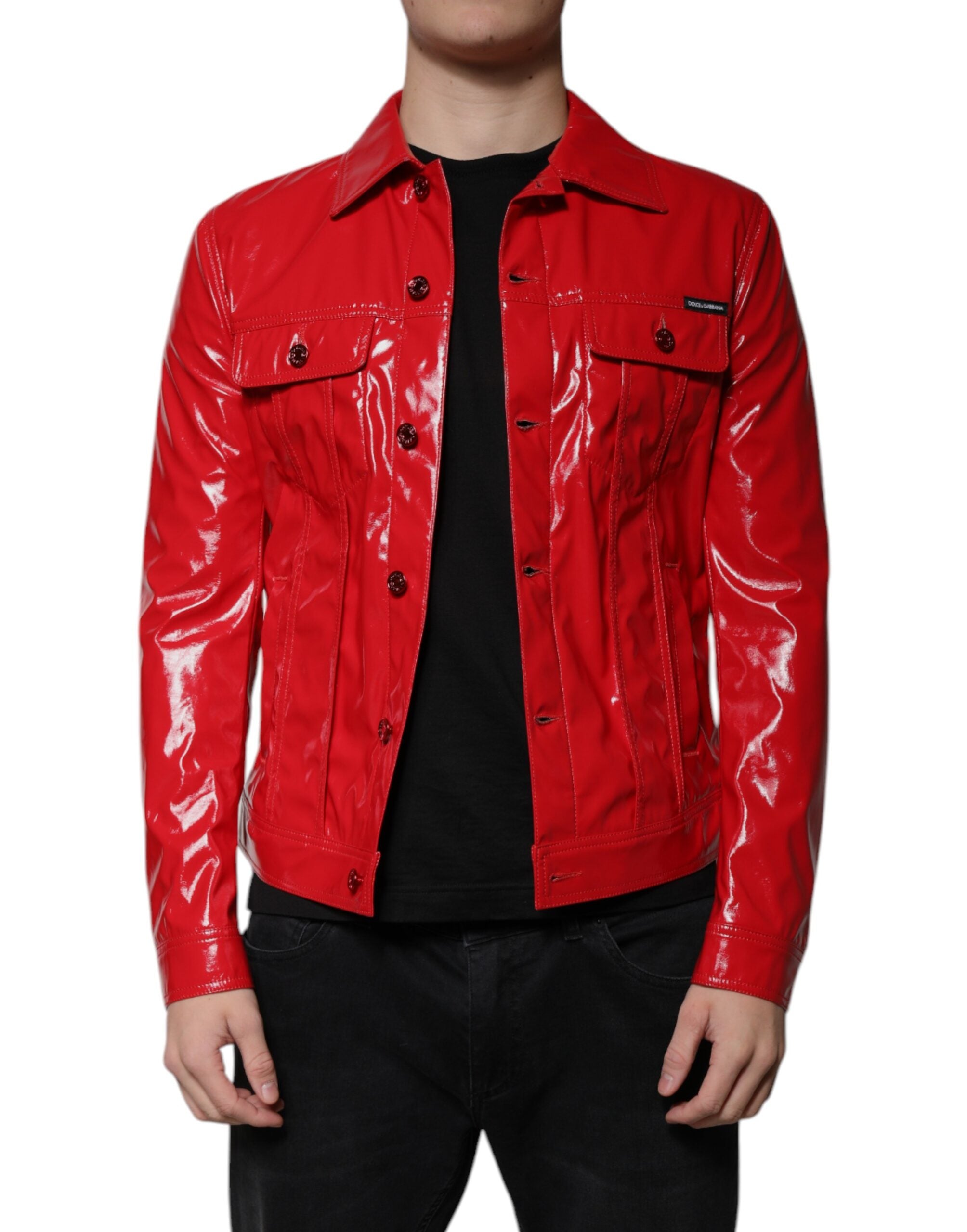 Dolce & Gabbana Red Button Down Collared Jacket