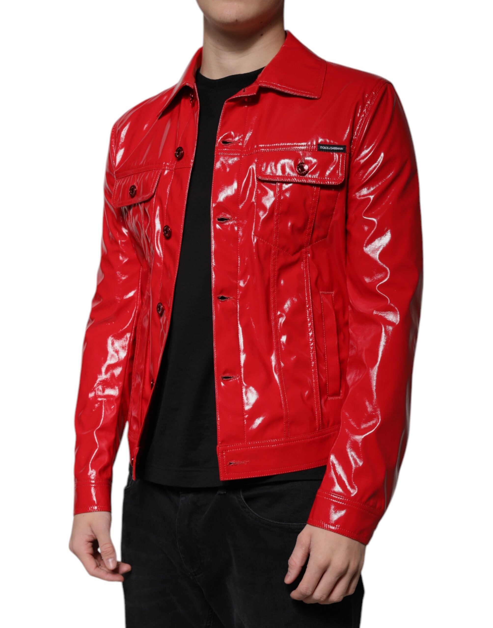 Dolce & Gabbana Red Button Down Collared Jacket