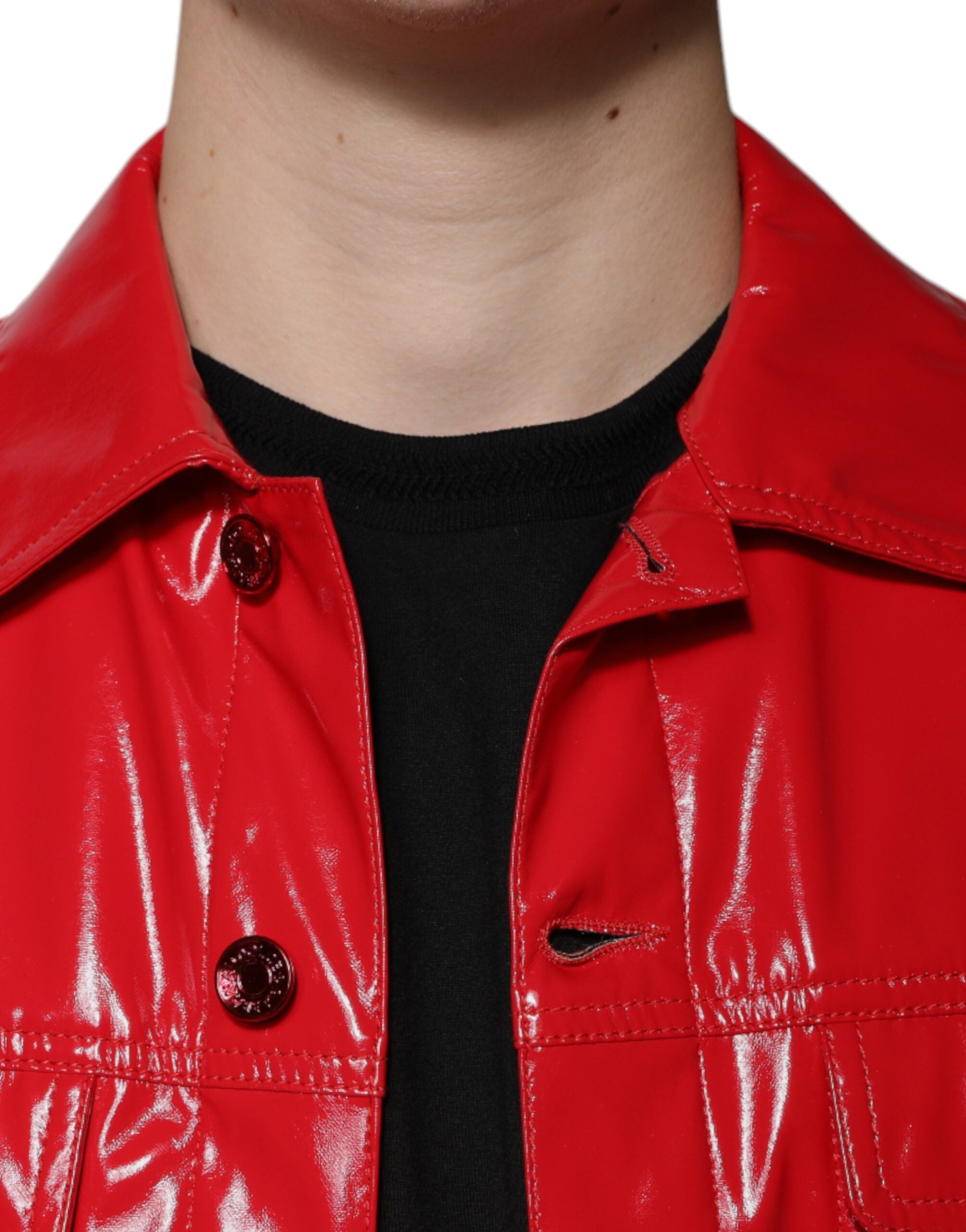 Dolce & Gabbana Red Button Down Collared Jacket