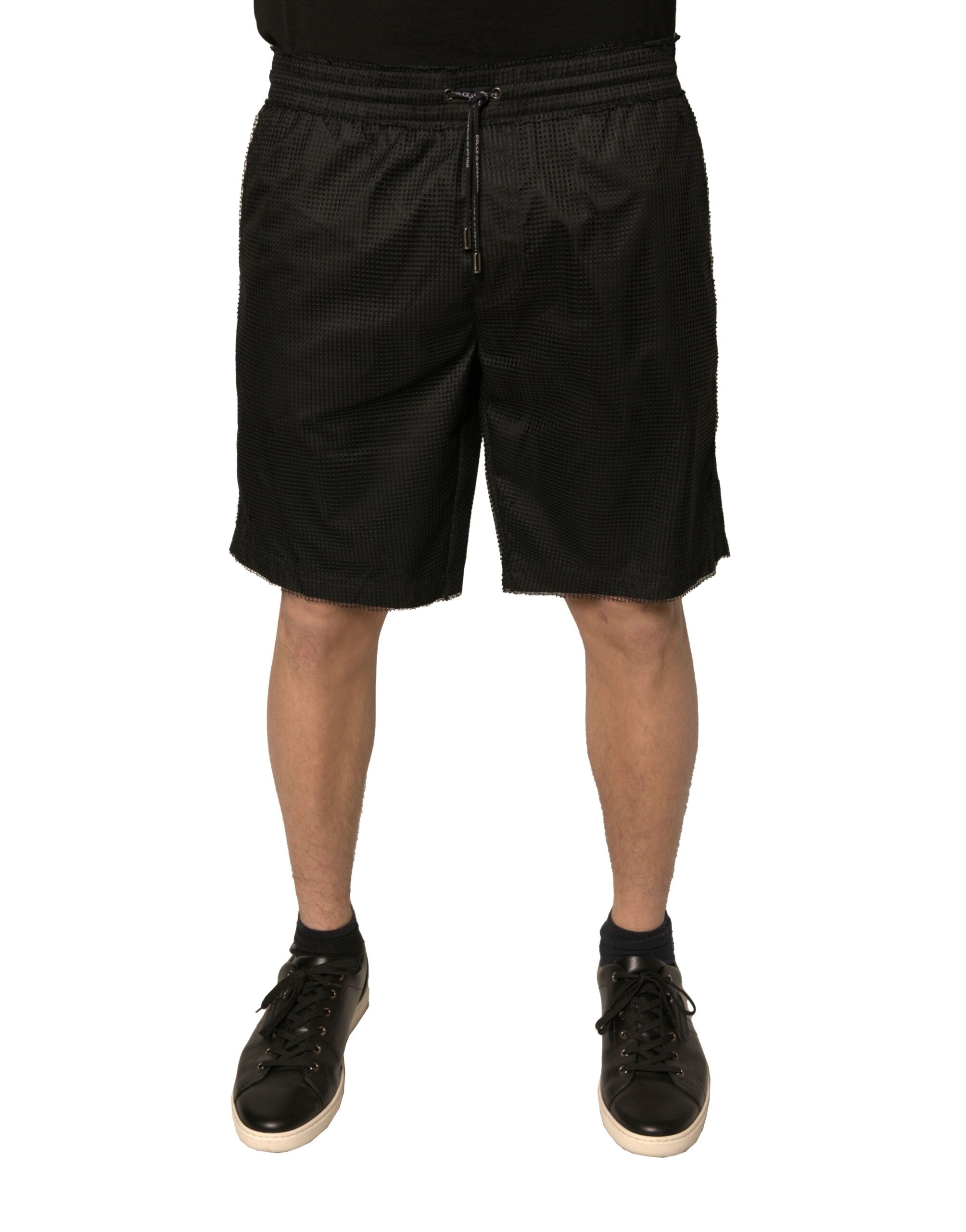 Dolce & Gabbana Black Jersey Mid Waist Shorts