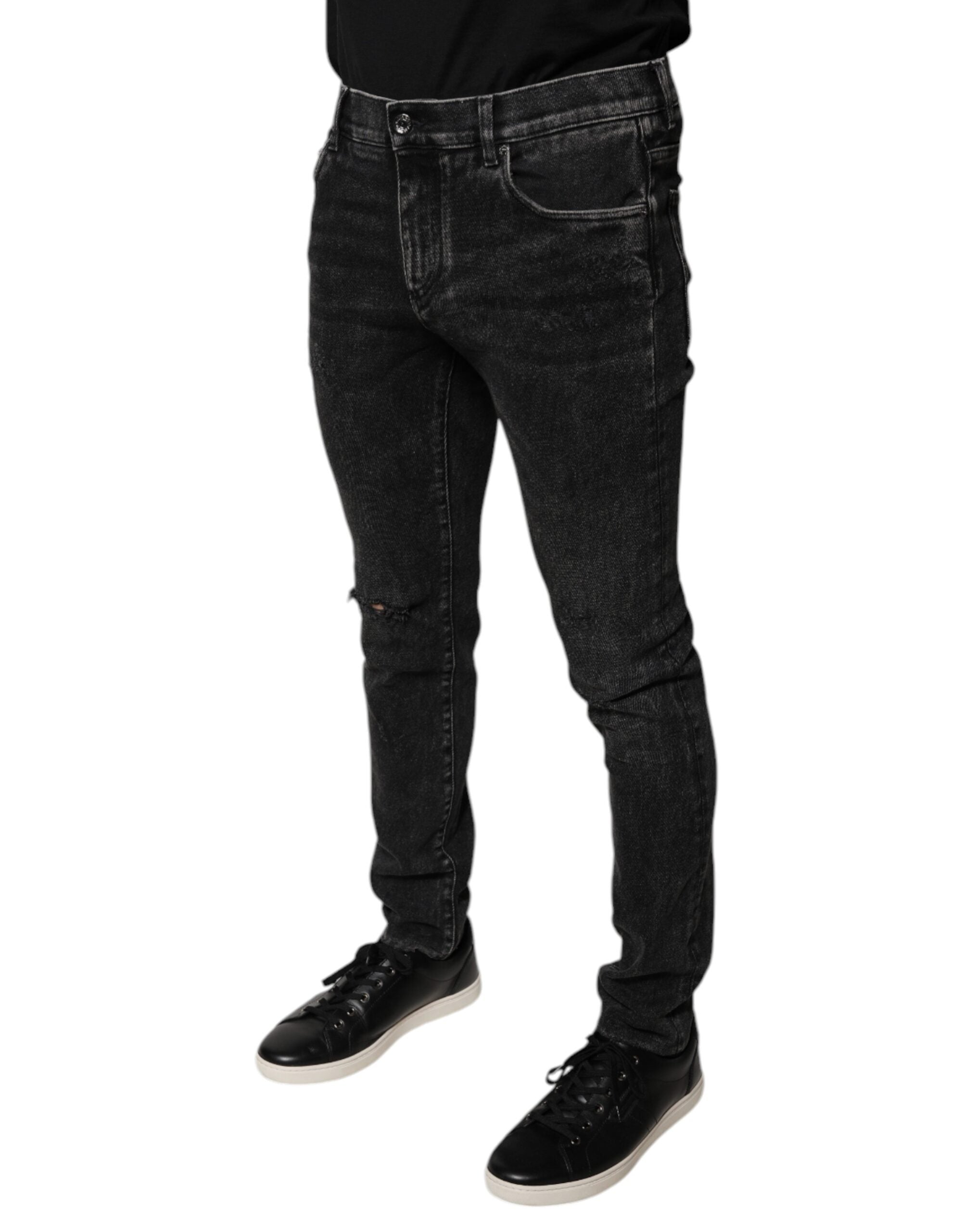 Pre-Owned Dolce & Gabbana Black Cotton Stretch Skinny Men Denim Jeans