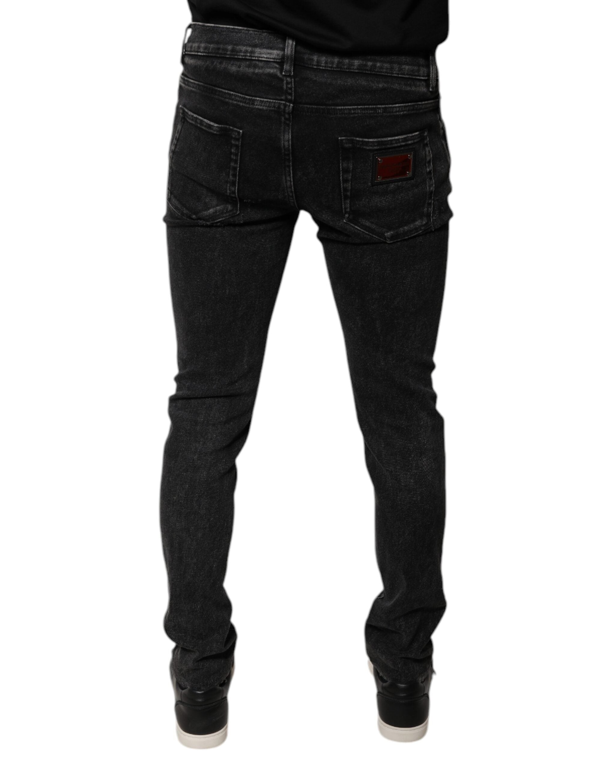 Pre-Owned Dolce & Gabbana Black Cotton Stretch Skinny Men Denim Jeans