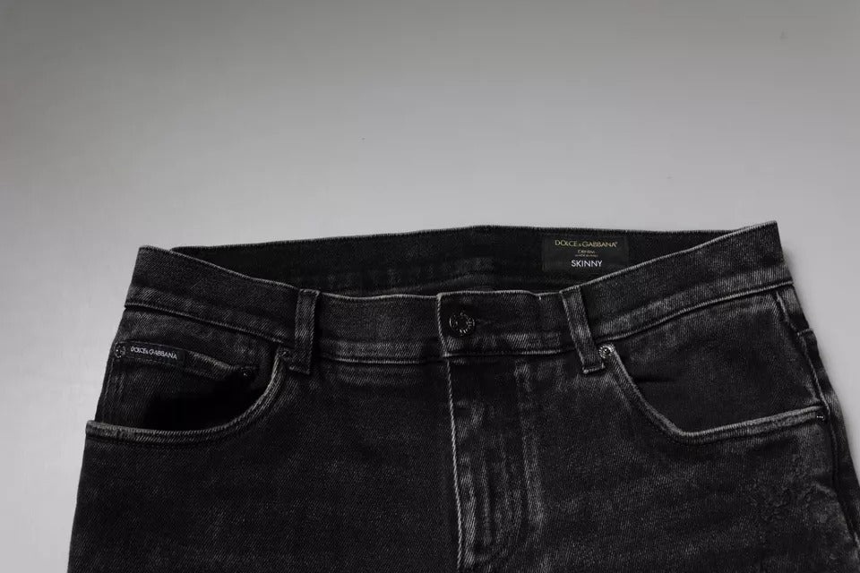 Pre-Owned Dolce & Gabbana Black Cotton Stretch Skinny Men Denim Jeans