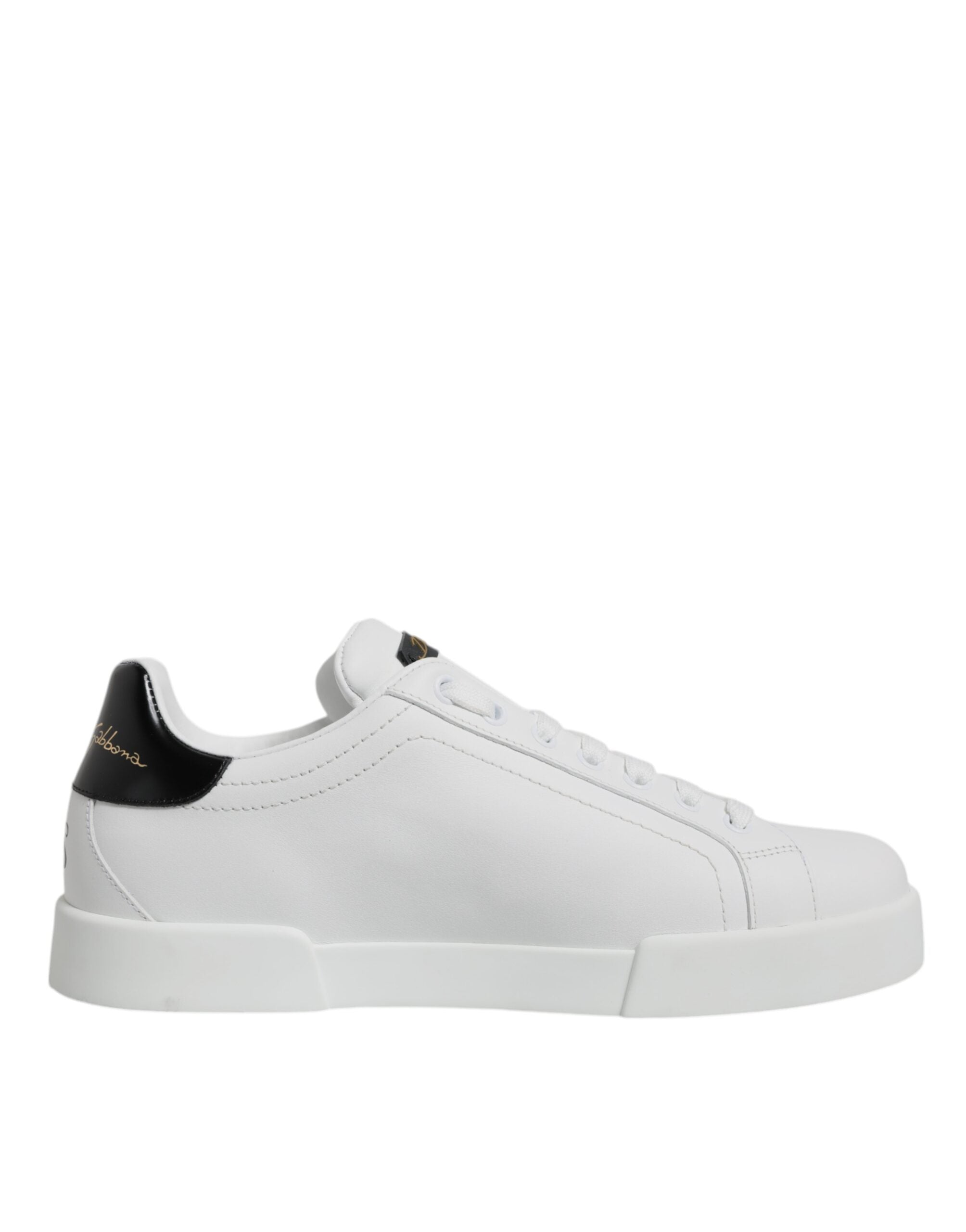Pre-Owned Dolce & Gabbana White Leather Low Top Lace Up Sneakers Shoes