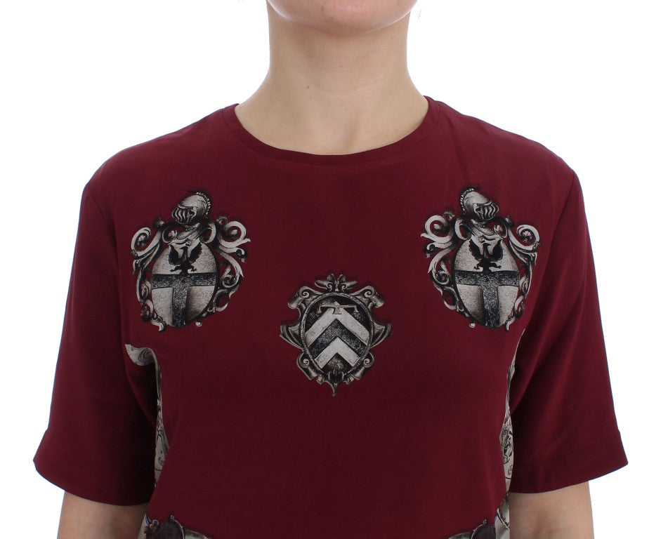 Dolce & Gabbana Red Knight Print Silk Blouse T-shirt - PreLoved & Luxe