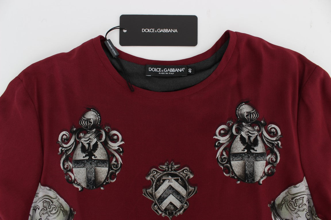 Dolce & Gabbana Red Knight Print Silk Blouse T-shirt - PreLoved & Luxe
