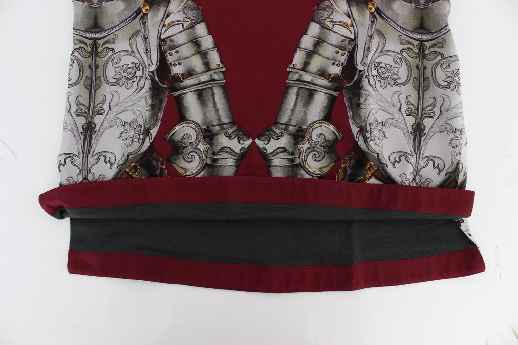 Dolce & Gabbana Red Knight Print Silk Blouse T-shirt - PreLoved & Luxe