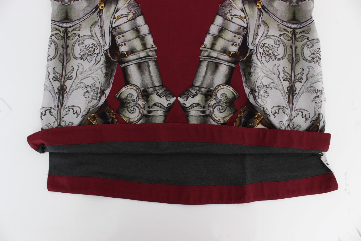 Dolce & Gabbana Red Knight Print Silk Blouse T-shirt - PreLoved & Luxe