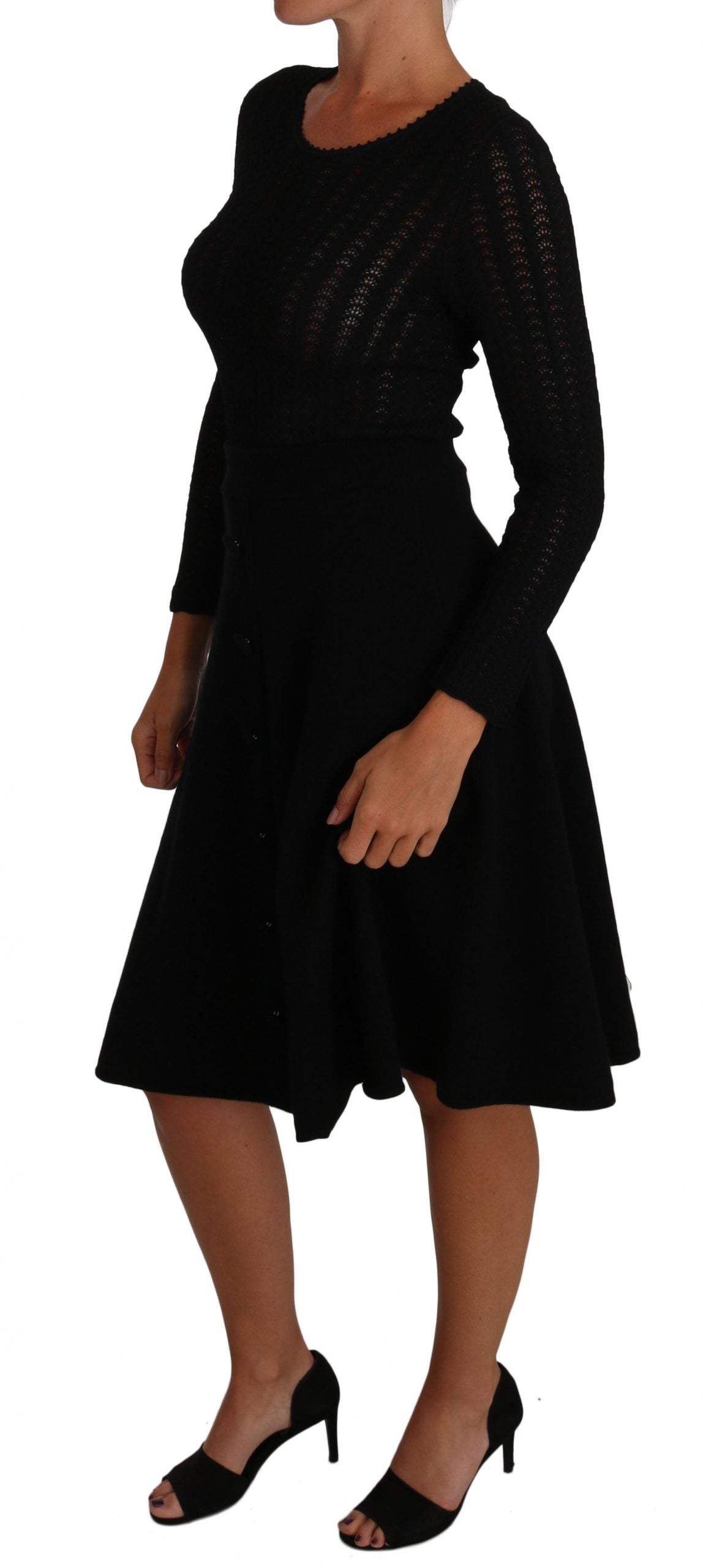 Dolce & Gabbana Black Knitted Wool Sheath Long Sleeves Dress - PreLoved & Luxe