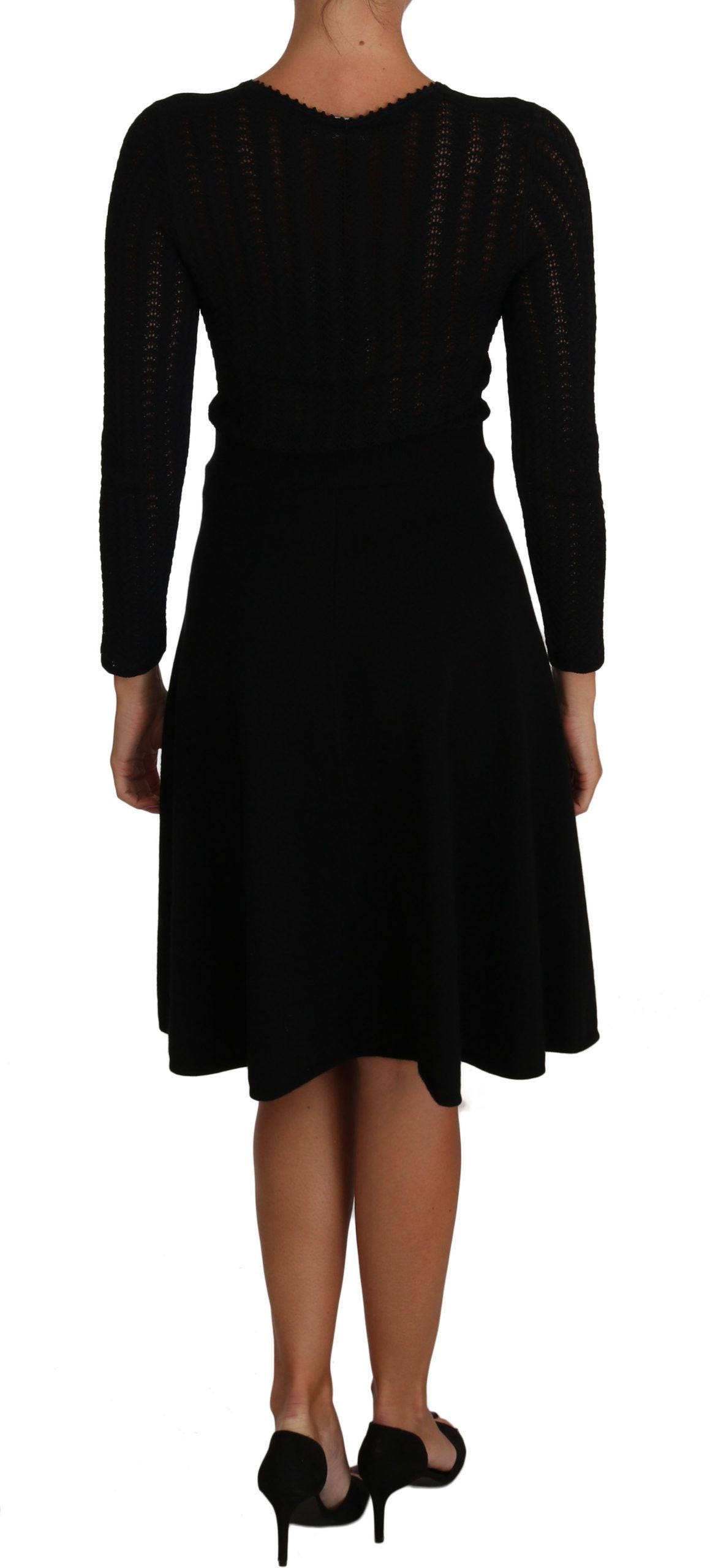Dolce & Gabbana Black Knitted Wool Sheath Long Sleeves Dress - PreLoved & Luxe
