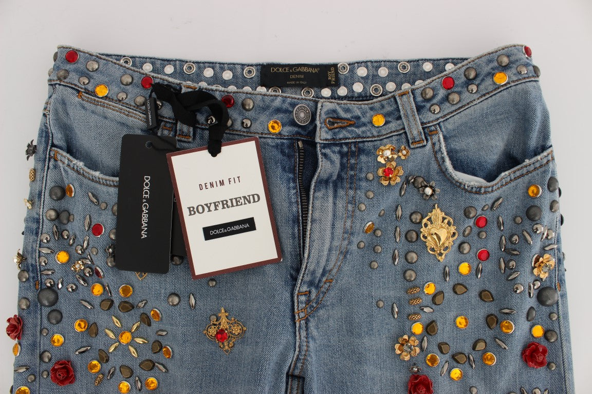 Dolce & Gabbana Crystal Roses Heart Embellished Jeans - PreLoved & Luxe