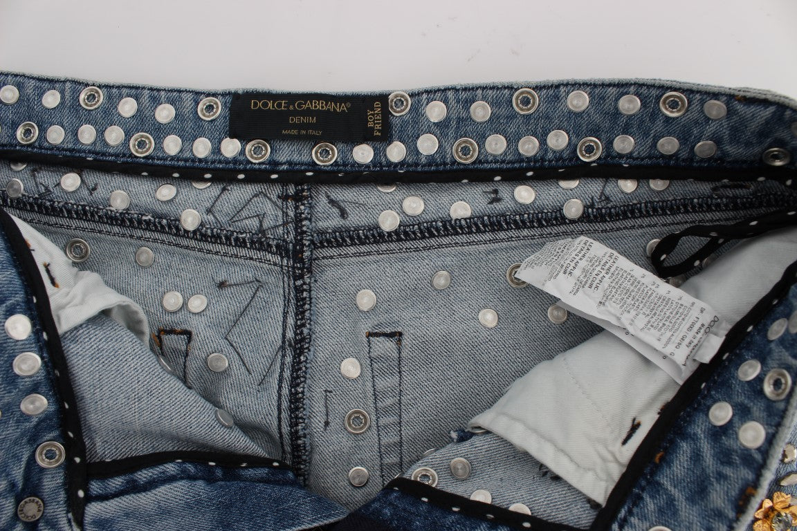 Dolce & Gabbana Crystal Roses Heart Embellished Jeans - PreLoved & Luxe
