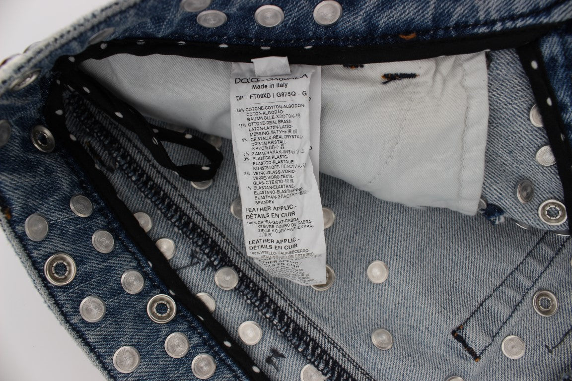 Dolce & Gabbana Crystal Roses Heart Embellished Jeans - PreLoved & Luxe